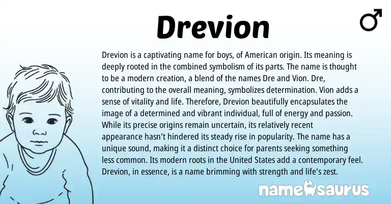 Infographic about Drevion name meaning, Drevion is a name from American origin(s).