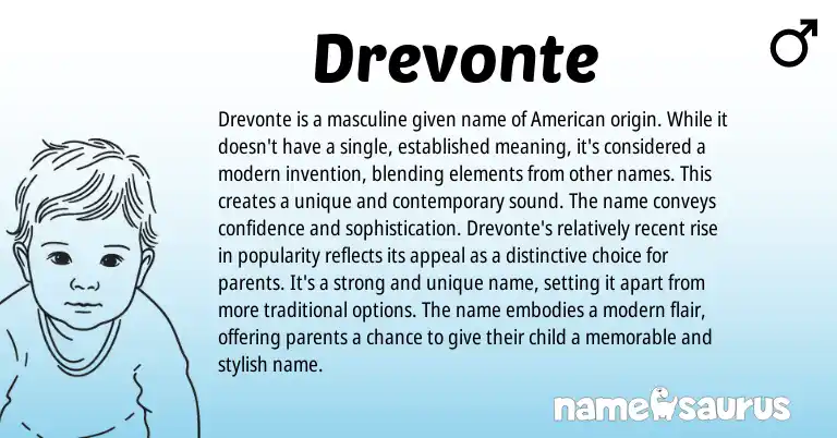 Infographic about Drevonte name meaning, Drevonte is a name from American origin(s).