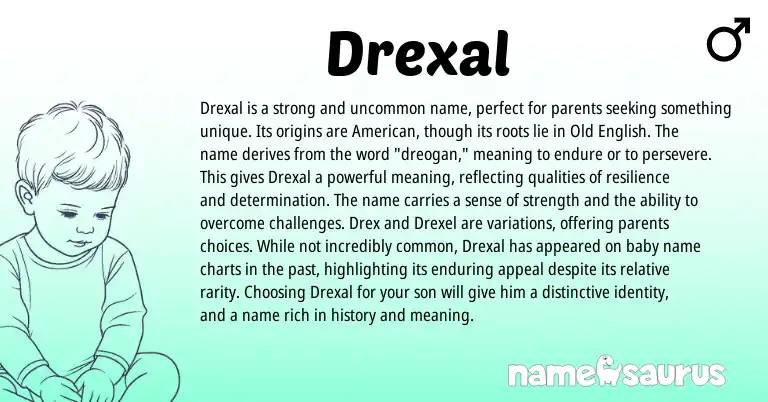 Infographic about Drexal name meaning, Drexal is a name from English origin(s).