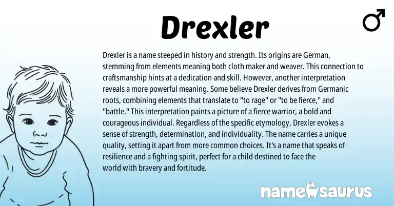 Infographic about Drexler name meaning, Drexler is a name from German, Germanic origin(s).