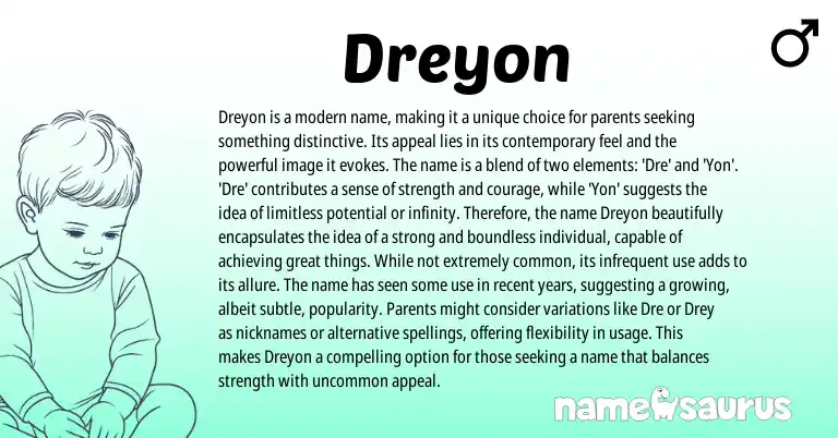 Infographic about Dreyon name meaning, Dreyon is a name from Other origin(s).