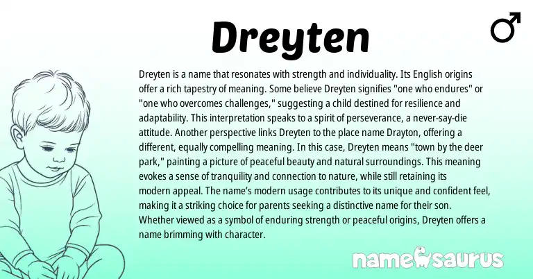 Infographic about Dreyten name meaning, Dreyten is a name from English origin(s).