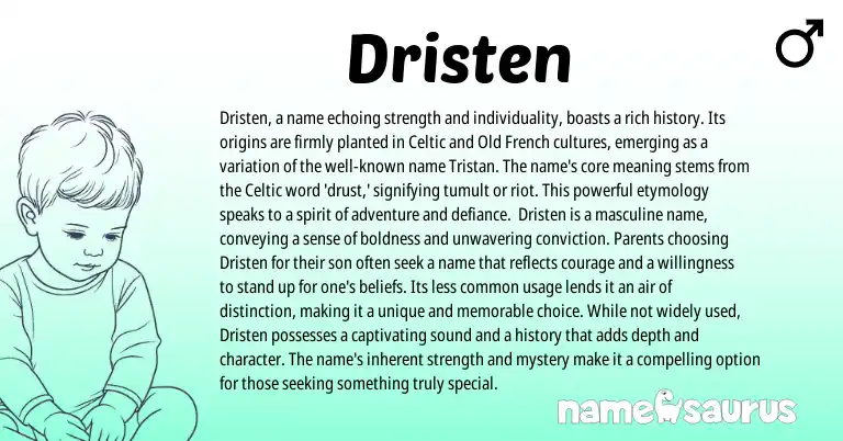 Infographic about Dristen name meaning, Dristen is a name from English, Celtic origin(s).