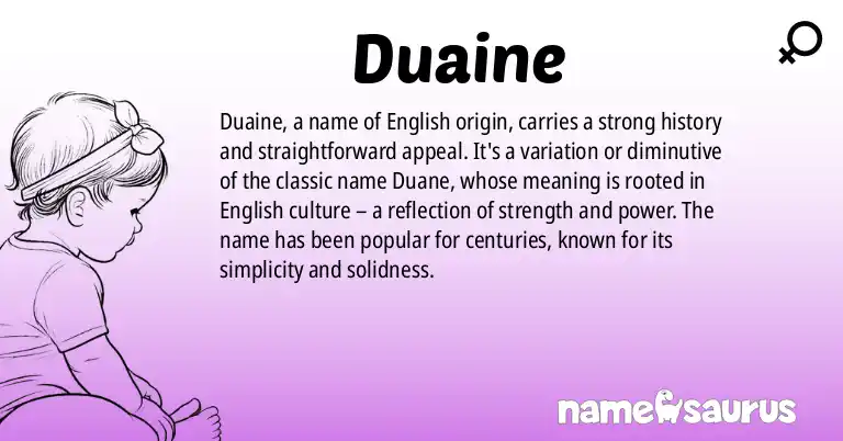 Infographic about Duaine name meaning, Duaine is a name from English origin(s).