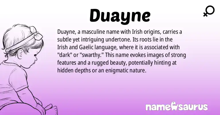 Infographic about Duayne name meaning, Duayne is a name from Irish origin(s).