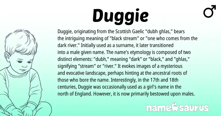 Infographic about Duggie name meaning, Duggie is a name from Gaelic, Scottish, England origin(s).