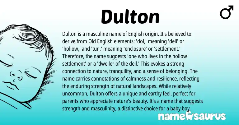 Infographic about Dulton name meaning, Dulton is a name from English origin(s).