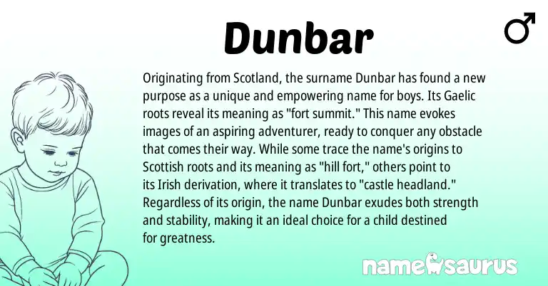 Infographic about Dunbar name meaning, Dunbar is a name from Irish, Gaelic, Scottish origin(s).