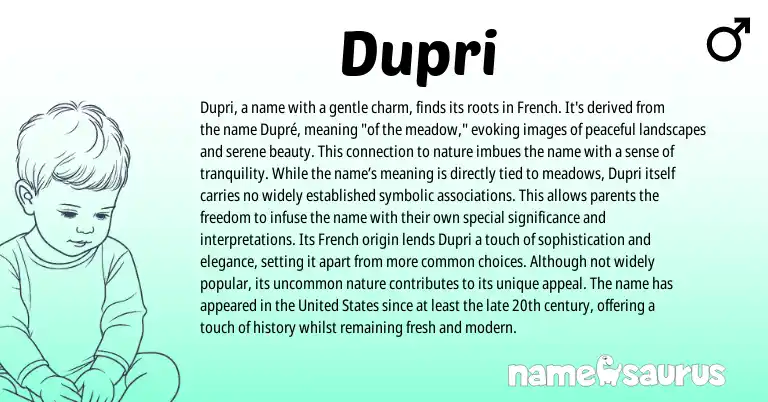 Infographic about Dupri name meaning, Dupri is a name from French origin(s).
