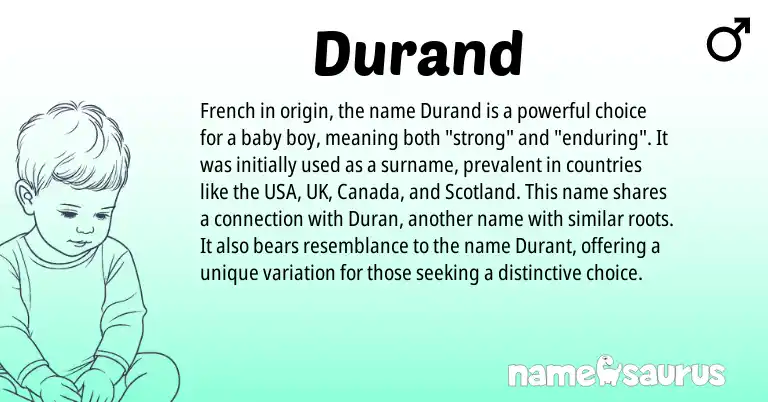 Infographic about Durand name meaning, Durand is a name from French origin(s).