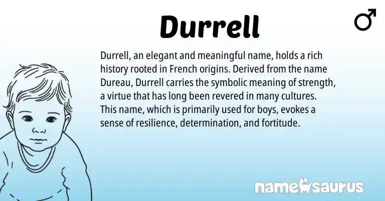 Infographic about Durrell name meaning, Durrell is a name from French origin(s).