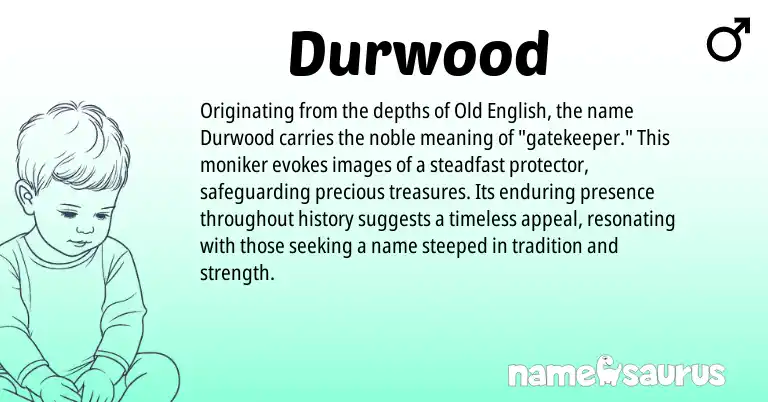 Infographic about Durwood name meaning, Durwood is a name from Old English origin(s).
