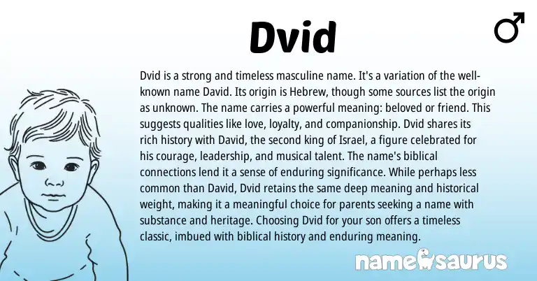 Infographic about Dvid name meaning, Dvid is a name from Hebrew, Biblical origin(s).
