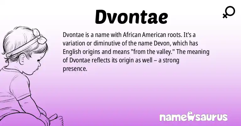 Infographic about Dvontae name meaning, Dvontae is a name from African American origin(s).