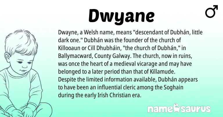 Infographic about Dwyane name meaning, Dwyane is a name from Irish, Welsh origin(s).