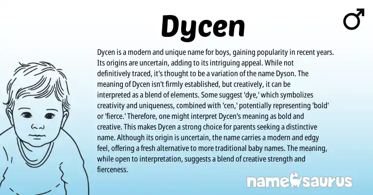 Infographic about Dycen name meaning, Dycen is a name from Other origin(s).