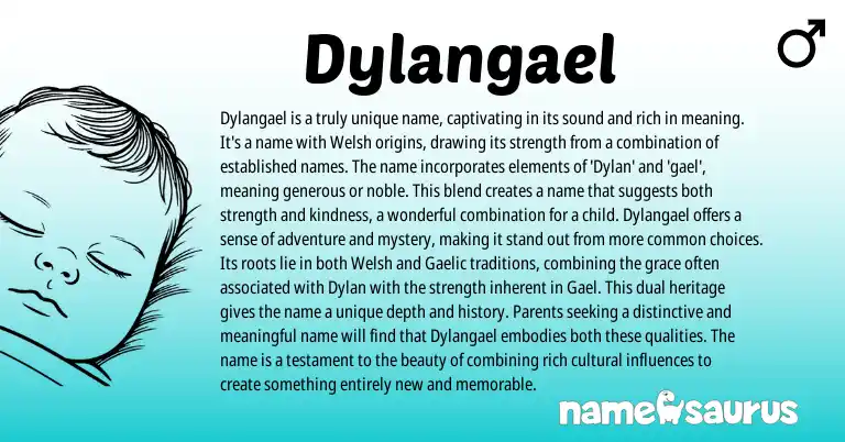 Infographic about Dylangael name meaning, Dylangael is a name from Welsh origin(s).