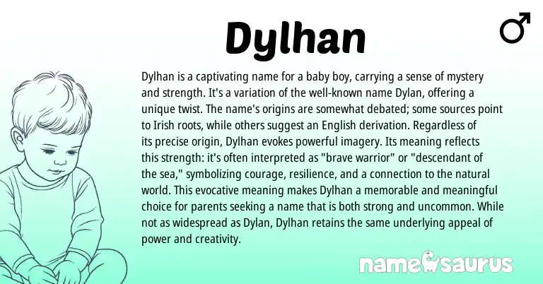 Infographic about Dylhan name meaning, Dylhan is a name from Irish origin(s).