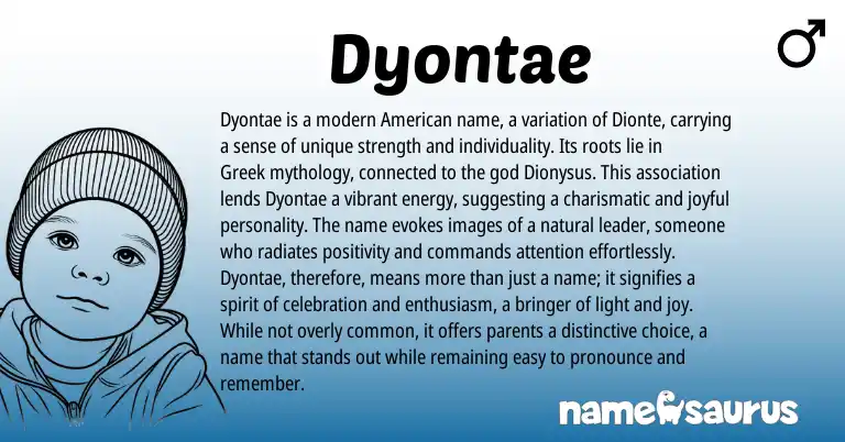 Infographic about Dyontae name meaning, Dyontae is a name from Greek origin(s).