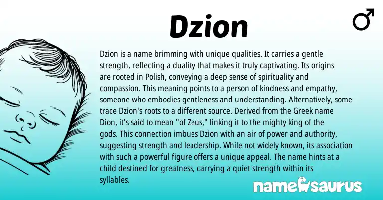 Infographic about Dzion name meaning, Dzion is a name from Polish origin(s).