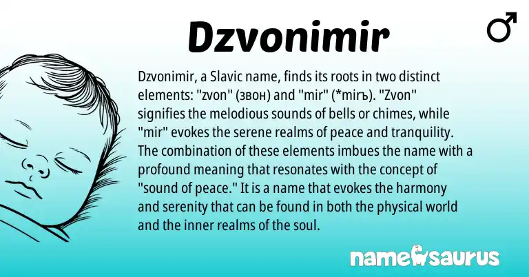 Infographic about Dzvonimir name meaning, Dzvonimir is a name from Slavic origin(s).