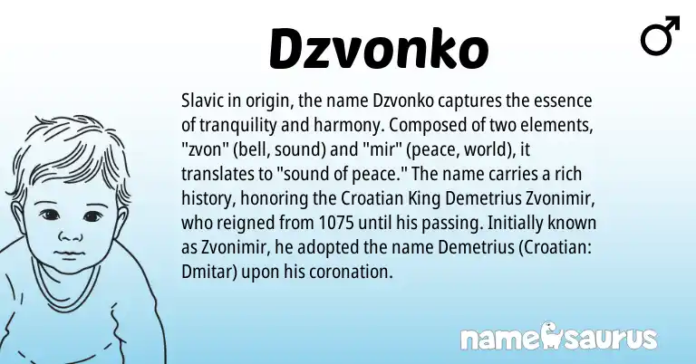 Infographic about Dzvonko name meaning, Dzvonko is a name from Croatian, Slavic origin(s).