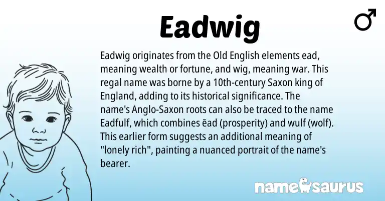 Infographic about Eadwig name meaning, Eadwig is a name from Old English, Saxon, Anglo-Saxon, England origin(s).