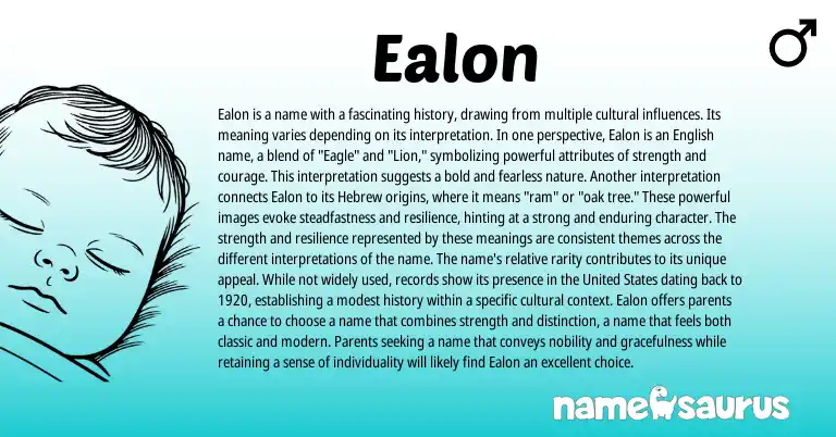 Infographic about Ealon name meaning, Ealon is a name from Hebrew, English origin(s).