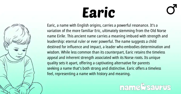 Infographic about Earic name meaning, Earic is a name from English, Norse origin(s).