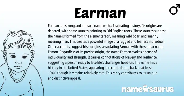 Infographic about Earman name meaning, Earman is a name from English origin(s).