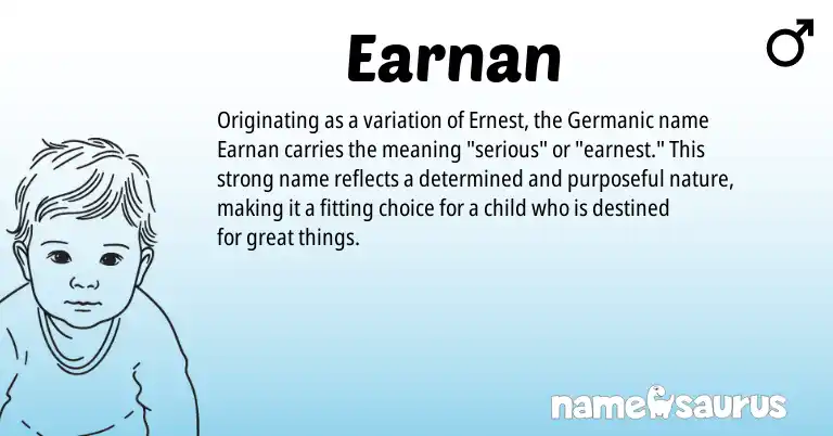 Infographic about Earnan name meaning, Earnan is a name from Germanic origin(s).