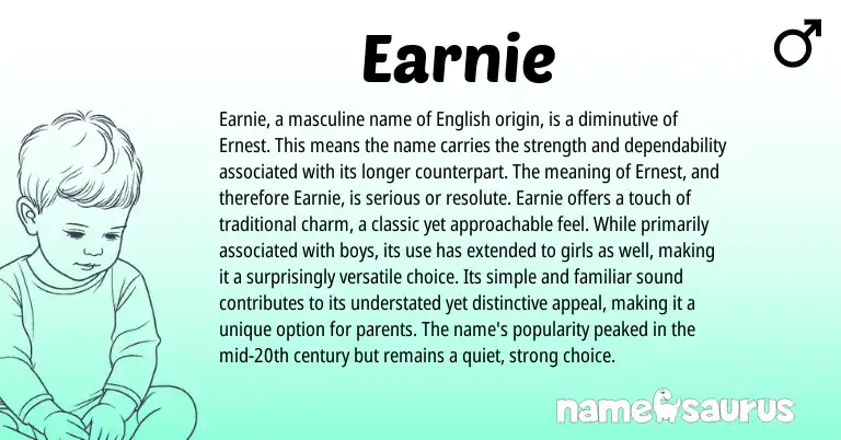 Infographic about Earnie name meaning, Earnie is a name from English origin(s).