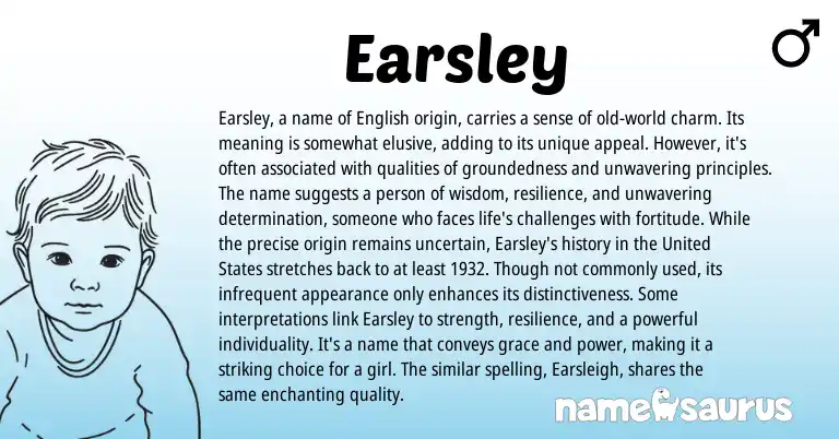 Infographic about Earsley name meaning, Earsley is a name from English origin(s).