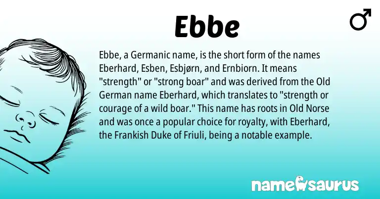 Infographic about Ebbe name meaning, Ebbe is a name from Old German, Old Norse, Germanic, Frankish origin(s).