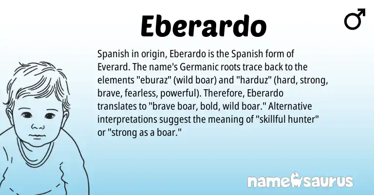 Infographic about Eberardo name meaning, Eberardo is a name from Spanish, Germanic origin(s).