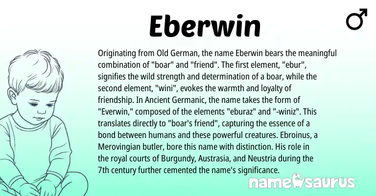 Infographic about Eberwin name meaning, Eberwin is a name from Old German, Ancient Germanic origin(s).