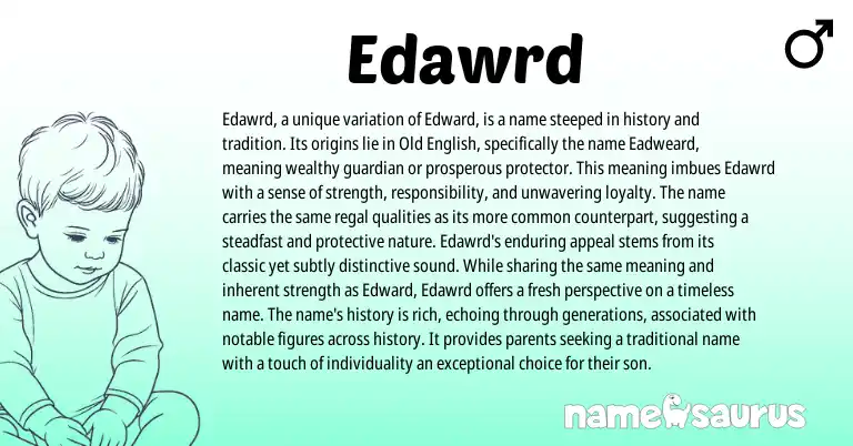 Infographic about Edawrd name meaning, Edawrd is a name from English origin(s).