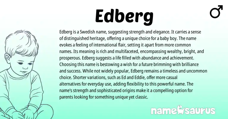 Infographic about Edberg name meaning, Edberg is a name from Swedish origin(s).