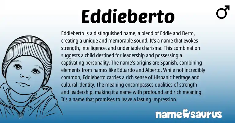 Infographic about Eddieberto name meaning, Eddieberto is a name from Spanish origin(s).