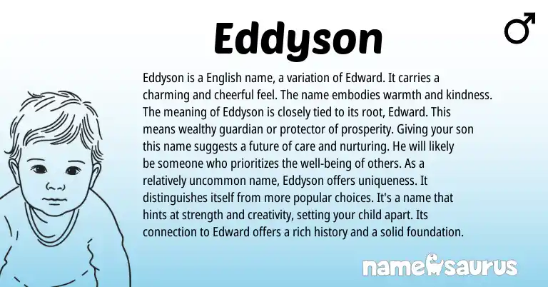 Infographic about Eddyson name meaning, Eddyson is a name from English origin(s).