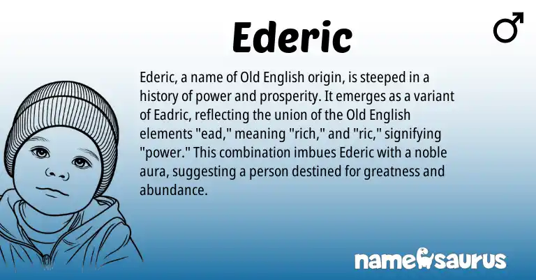 Infographic about Ederic name meaning, Ederic is a name from Old English origin(s).