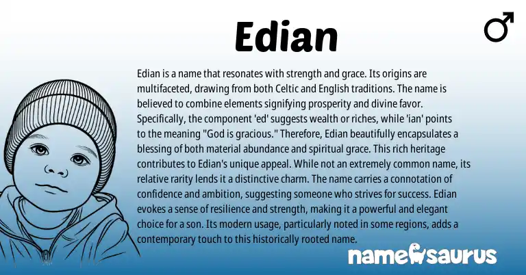 Infographic about Edian name meaning, Edian is a name from Celtic origin(s).