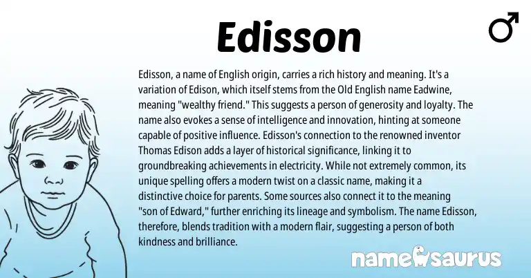 Infographic about Edisson name meaning, Edisson is a name from English origin(s).