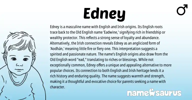 Infographic about Edney name meaning, Edney is a name from English, Irish origin(s).
