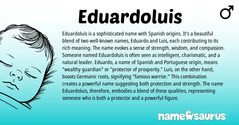 Infographic about Eduardoluis name meaning, Eduardoluis is a name from Spanish origin(s).