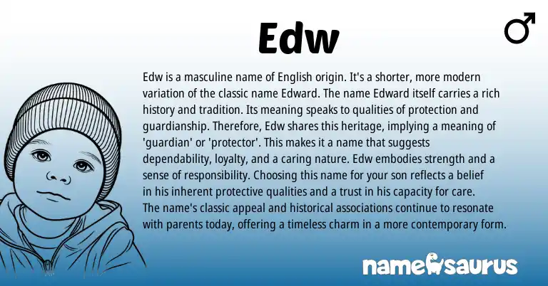 Infographic about Edw name meaning, Edw is a name from English origin(s).