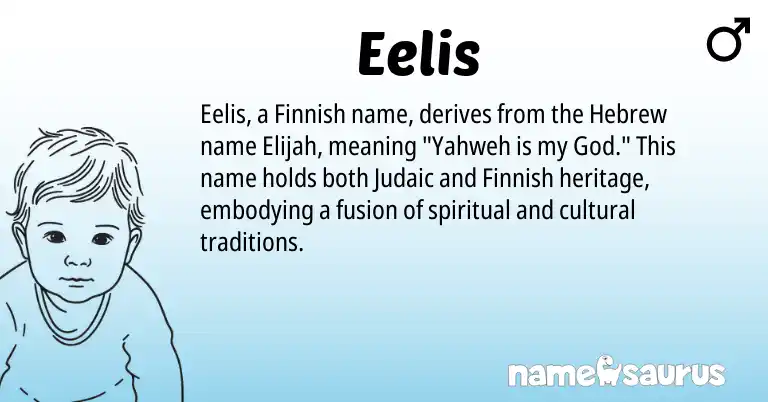 Infographic about Eelis name meaning, Eelis is a name from Finnish, Hebrew origin(s).