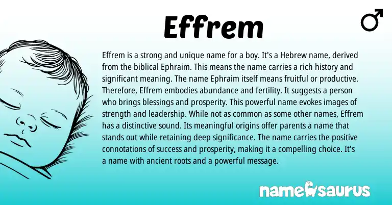 Infographic about Effrem name meaning, Effrem is a name from Hebrew origin(s).