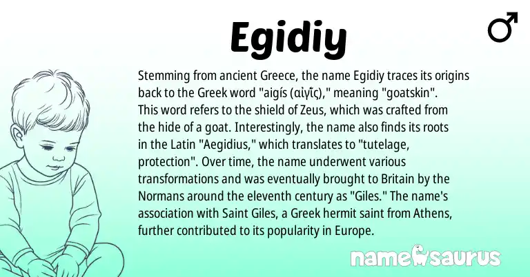 Infographic about Egidiy name meaning, Egidiy is a name from Greece, Latin, Greek origin(s).