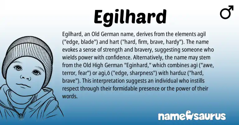 Infographic about Egilhard name meaning, Egilhard is a name from Old German, Old High German origin(s).